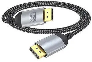 DisplayPort 2.1 Cable 16.4FT (5M), 80Gbps UHBR20 DP Cable, 16K@60Hz, 8K@120Hz, 4K@240Hz, High Refresh Rate Gaming Cable, HDR, DSC 1.2, G-Sync & FreeSync Compatible, Braided DP Cable for Monitor & PC DisplayPort 2.1 Cable 16.4FT (5M), 80Gbps UHBR20 DP Cable, 16K@60Hz, 8K@120Hz, 4K@240Hz, High Refresh Rate Gaming Cable, HDR, DSC 1.2, G-Sync & FreeSync Compatible, Braided DP Cable for Monitor & PC