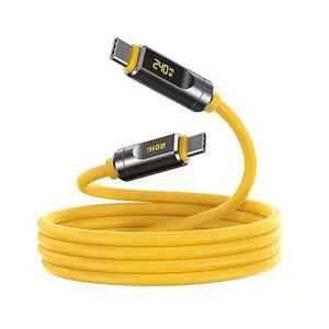 USB4 2.0 Cable with LED Digital Display 3.3ft, 240W PD3.1 Fast Charging, 80Gbps Data Transfer, Dual 8K Display, The Adonis USB C Cable for MacBook Pro/iPhone 17 Pro Max/Galaxy/SSD/Docking,Yellow USB4 2.0 Cable with LED Digital Display 3.3ft, 240W PD3.1 Fast Charging, 80Gbps Data Transfer, Dual 8K Display, The Adonis USB C Cable for MacBook Pro/iPhone 17 Pro Max/Galaxy/SSD/Docking,Yellow