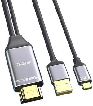 HDMI to USB-C Cable 6.6FT (2M), 4K@60Hz Video Converter Cable with USB Power Supply, HDMI Male to USB Type-C Display Cable, HDR Support HDMI to USB-C Cable 6.6FT (2M), 4K@60Hz Video Converter Cable with USB Power Supply, HDMI Male to USB Type-C Display Cable, HDR Support