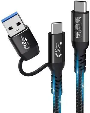 USB-C 3.2 Cable 9.8FT (3M), 20Gbps High Speed Data Transfer Cable, 240W PD Fast Charging, 8K Video Support, USB Type-C Full Function Cable Compatible with Thunderbolt 5/4/3 USB-C 3.2 Cable 9.8FT (3M), 20Gbps High Speed Data Transfer Cable, 240W PD Fast Charging, 8K Video Support, USB Type-C Full Function Cable Compatible with Thunderbolt 5/4/3