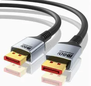 DisplayPort 2.1 Cable 3.3FT (1M), 80Gbps Ultra High Speed DP Cable Supports 16K@60Hz, 8K@240Hz, 4K High Refresh Rate Gaming Cable for PC, GPU, Monitor & Gaming Display DisplayPort 2.1 Cable 3.3FT (1M), 80Gbps Ultra High Speed DP Cable Supports 16K@60Hz, 8K@240Hz, 4K High Refresh Rate Gaming Cable for PC, GPU, Monitor & Gaming Display