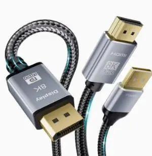 HDMI to DisplayPort Cable 3.3FT (1M), 4K@60Hz Active Video Converter Cable with Gold-Plated Connectors, Nylon Braided Design for Laptop, PC, Monitor & Display HDMI to DisplayPort Cable 3.3FT (1M), 4K@60Hz Active Video Converter Cable with Gold-Plated Connectors, Nylon Braided Design for Laptop, PC, Monitor & Display