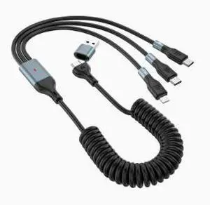 Retractable Car Charger Cable 5FT (1.5M), 3-in-1 USB Charging Cable with LED Light, 65W Fast Charging Support for iPhone, USB-C Devices & Android Phones Retractable Car Charger Cable 5FT (1.5M), 3-in-1 USB Charging Cable with LED Light, 65W Fast Charging Support for iPhone, USB-C Devices & Android Phones