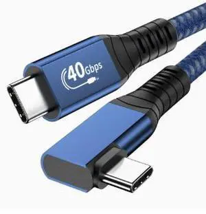 USB4 Type-C Cable 3.3FT (1M), L-Shaped USB-C Cable 40Gbps High Speed Data Transfer Compatible with Thunderbolt 4, Braided Cable for Laptop, SSD & Docking Station USB4 Type-C Cable 3.3FT (1M), L-Shaped USB-C Cable 40Gbps High Speed Data Transfer Compatible with Thunderbolt 4, Braided Cable for Laptop, SSD & Docking Station