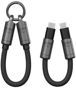 USB4 Cable Portable Keychain 0.5ft, 80Gpbs 240W 8K@60Hz Short C to C Cable Lanyard Type-C Cable for iPhone 17 16 15 Pro Max, iPad Pro, Thunderbolt 5/4/3, External SSD USB4 Cable Portable Keychain 0.5ft, 80Gpbs 240W 8K@60Hz Short C to C Cable Lanyard Type-C Cable for iPhone 17 16 15 Pro Max, iPad Pro, Thunderbolt 5/4/3, External SSD