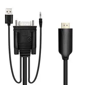 1.8m Male VGA to Male HDMI Converter Adapter cablewith 1080P HD Video Converter Cord with 3.5mm Audio Cable & USB Power Cable for Old PC to New TV/Monitor/Projector 1.8m Male VGA to Male HDMI Converter Adapter cablewith 1080P HD Video Converter Cord with 3.5mm Audio Cable & USB Power Cable for Old PC to New TV/Monitor/Projector