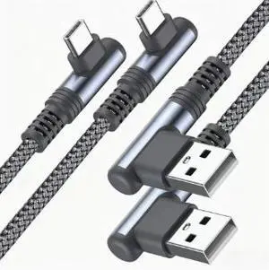 3M Dual Right Angle USB-C Charging Cable, Braided Type-C Data Cable 480Mbps Fast Sync Cord for Android Phone, Gaming & USB-C Devices 3M Dual Right Angle USB-C Charging Cable, Braided Type-C Data Cable 480Mbps Fast Sync Cord for Android Phone, Gaming & USB-C Devices