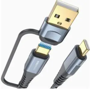2-in-1 USB-A/C to USB-C Charging Cable 3m PD 100W Fast Charging Nylon Braided Cord for iPhone/Android/Samsung, 3A High-Speed Sync, Durable & Tangle-Free 2-in-1 USB-A/C to USB-C Charging Cable 3m PD 100W Fast Charging Nylon Braided Cord for iPhone/Android/Samsung, 3A High-Speed Sync, Durable & Tangle-Free