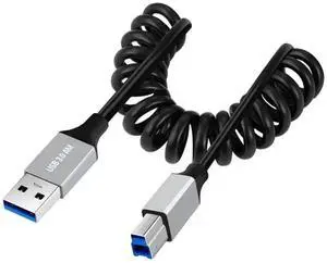 3.28FT USB 3.0 Coiled Cable, USB 3.0 TypeA Male to TypeB Male HighSpeed Data Transfer & Charging Cable for Phones, Laptops & USB Flash Drives 3.28FT USB 3.0 Coiled Cable, USB 3.0 TypeA Male to TypeB Male HighSpeed Data Transfer & Charging Cable for Phones, Laptops & USB Flash Drives