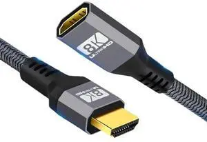 1.5M HDMI 2.1 Male to Female Extension Cable, 8K@60Hz 4K@120Hz 48Gbps UHD Cord, Supports 3D & Audio 1.5M HDMI 2.1 Male to Female Extension Cable, 8K@60Hz 4K@120Hz 48Gbps UHD Cord, Supports 3D & Audio