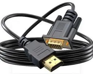 16.4FT HDMI to VGA Cable with Built-in Chip, Gold Plated HDMI Male to VGA Male Adapter Converter Supports 1080P for Monitor Projector TV 16.4FT HDMI to VGA Cable with Built-in Chip, Gold Plated HDMI Male to VGA Male Adapter Converter Supports 1080P for Monitor Projector TV