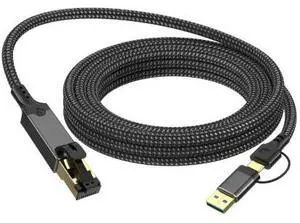 3.3FT USB 3.0 & USB-C to RJ45 Gigabit Ethernet Adapter, Dual Interface 1000Mbps USB LAN Network Adapter with Aluminum Alloy Shell Braided Cable 3.3FT USB 3.0 & USB-C to RJ45 Gigabit Ethernet Adapter, Dual Interface 1000Mbps USB LAN Network Adapter with Aluminum Alloy Shell Braided Cable