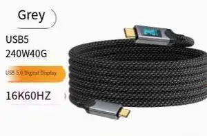 4.9FT USB4 Cable 80Gbps, Thunderbolt 5 Compatible USB-C to USB-C Cable PD 240W Fast Charging 16K@60Hz Video Cable with LED Power Display 4.9FT USB4 Cable 80Gbps, Thunderbolt 5 Compatible USB-C to USB-C Cable PD 240W Fast Charging 16K@60Hz Video Cable with LED Power Display