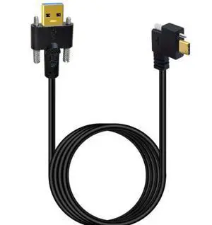 0.5M USB 3.1 Type-C to USB 3.0 Locking Cable, Dual Screw Lock, 90 Degree Right Angle Industrial Camera Data Cable 0.5M USB 3.1 Type-C to USB 3.0 Locking Cable, Dual Screw Lock, 90 Degree Right Angle Industrial Camera Data Cable