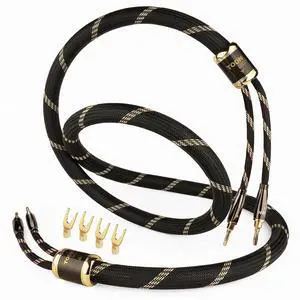 4.9ft 99.9999% OCC Speaker Cable with Banana Plugs and Spade Plugs | Aluminum Foil Shielding, 24K Gold-Plated Plugs, Pure Copper Shells, Nylon Braided, for Speakers Home Theater Amplifier Stereo 4.9ft 99.9999% OCC Speaker Cable with Banana Plugs and Spade Plugs | Aluminum Foil Shielding, 24K Gold-Plated Plugs, Pure Copper Shells, Nylon Braided, for Speakers Home Theater Amplifier Stereo