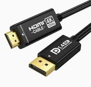 1.0M DisplayPort to HDMI Cable, 8K@30Hz DP Male to HDMI Male Uni-Directional Adapter Cable, Supports 4K@120Hz for Monitor, TV and Projector 1.0M DisplayPort to HDMI Cable, 8K@30Hz DP Male to HDMI Male Uni-Directional Adapter Cable, Supports 4K@120Hz for Monitor, TV and Projector