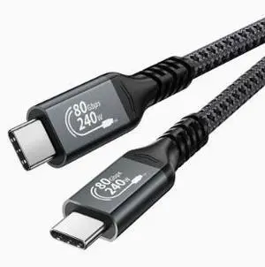 USB4 Type-C to Type-C Cable, 80Gbps Ultra High Speed Data Transfer Cable with 240W PD Fast Charging, 4K@144Hz Video Support, E-Marker Chip USB4 Type-C to Type-C Cable, 80Gbps Ultra High Speed Data Transfer Cable with 240W PD Fast Charging, 4K@144Hz Video Support, E-Marker Chip