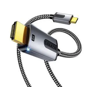 USB C to HDMI Cable 5FT, Support 8K@60Hz, 4K@240Hz, High Speed Type C to HDMI 2.1 Braided Cord, Thunderbolt 3/4/5 Compatible with iPhone 15/16/17 Series, MacBook, iPad, Surface, Galaxy, XPS USB C to HDMI Cable 5FT, Support 8K@60Hz, 4K@240Hz, High Speed Type C to HDMI 2.1 Braided Cord, Thunderbolt 3/4/5 Compatible with iPhone 15/16/17 Series, MacBook, iPad, Surface, Galaxy, XPS
