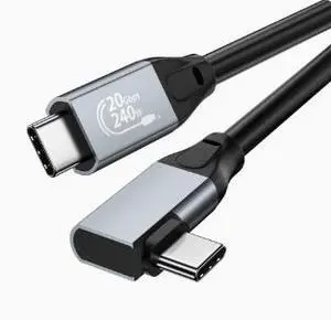 1.0M USB 3.2 Type-C Right Angle Cable, 20Gbps High Speed Data Cable with 240W PD Fast Charging, 4K@60Hz Video Support, Braided USB-C Cable 1.0M USB 3.2 Type-C Right Angle Cable, 20Gbps High Speed Data Cable with 240W PD Fast Charging, 4K@60Hz Video Support, Braided USB-C Cable