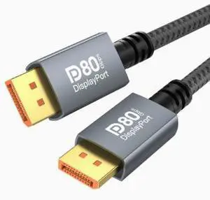2.0M VESA Certified DisplayPort 2.1 Cable, 80Gbps Ultra High Speed DP Male to Male Cable, 16K@60Hz Support, 8K@60Hz, 4K@240Hz Gaming Monitor Cable 2.0M VESA Certified DisplayPort 2.1 Cable, 80Gbps Ultra High Speed DP Male to Male Cable, 16K@60Hz Support, 8K@60Hz, 4K@240Hz Gaming Monitor Cable