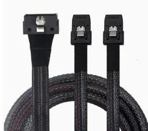 0.5M PCIe Slimline SFF-8654 8i to Dual SFF-8087 Cable, Internal Mini SAS HD Adapter Cable for Server Storage and RAID Controller 0.5M PCIe Slimline SFF-8654 8i to Dual SFF-8087 Cable, Internal Mini SAS HD Adapter Cable for Server Storage and RAID Controller