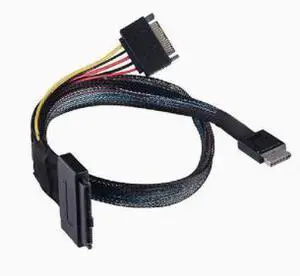 0.5M PCIe OCuLink SFF-8611 4i to U.2 SFF-8639 with 15-Pin SATA Power Cable, NVMe SSD Server Storage Adapter Cable 0.5M PCIe OCuLink SFF-8611 4i to U.2 SFF-8639 with 15-Pin SATA Power Cable, NVMe SSD Server Storage Adapter Cable