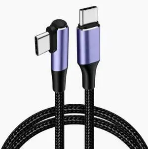 3M USB Type-C to Type-C Cable, 100W PD Fast Charging Cable, USB-C Male to Male Right Angle Cable, USB 2.0 Data Cable with Nylon Braided Design 3M USB Type-C to Type-C Cable, 100W PD Fast Charging Cable, USB-C Male to Male Right Angle Cable, USB 2.0 Data Cable with Nylon Braided Design