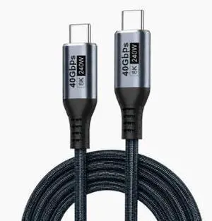 1.5M USB4 Type-C to Type-C Cable, 40Gbps High Speed Data Transfer, 8K@60Hz Video Output, PD 240W Fast Charging Cable Compatible with Thunderbolt 4 1.5M USB4 Type-C to Type-C Cable, 40Gbps High Speed Data Transfer, 8K@60Hz Video Output, PD 240W Fast Charging Cable Compatible with Thunderbolt 4