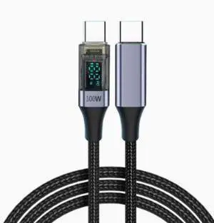 2M USB-C to USB-C Cable with LED Digital Display, 100W PD Fast Charging Cable, Smart Current Monitoring Type-C Data Cable for Laptop, Phone and Tablet 2M USB-C to USB-C Cable with LED Digital Display, 100W PD Fast Charging Cable, Smart Current Monitoring Type-C Data Cable for Laptop, Phone and Tablet