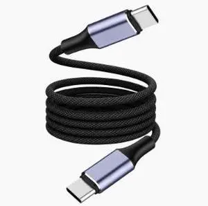 2M USB-C to USB-C Magnetic Self-Winding Cable, 100W PD Fast Charging Braided Type-C Cable with Data Transfer for Laptop, Phone, Tablet and Power Bank 2M USB-C to USB-C Magnetic Self-Winding Cable, 100W PD Fast Charging Braided Type-C Cable with Data Transfer for Laptop, Phone, Tablet and Power Bank