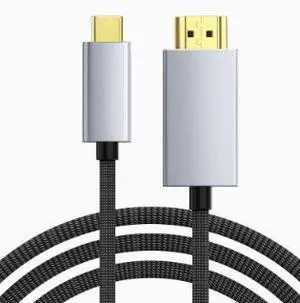 USB-C to HDMI Cable, 4K@60Hz HDR Video Adapter Cable, Type-C Male to HDMI Cable with Gold-Plated Connector for Laptop, Phone, Monitor and TV USB-C to HDMI Cable, 4K@60Hz HDR Video Adapter Cable, Type-C Male to HDMI Cable with Gold-Plated Connector for Laptop, Phone, Monitor and TV