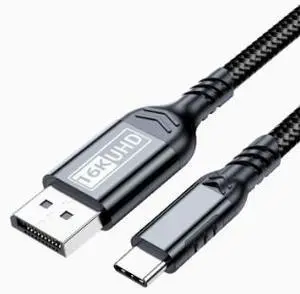 1.5M USB-C to DisplayPort 2.1 Cable, 16K Ultra HD Video Cable, Supports 8K/4K High Resolution, Braided DP Adapter Cable for Laptop, Phone and Thunderbolt Devices 1.5M USB-C to DisplayPort 2.1 Cable, 16K Ultra HD Video Cable, Supports 8K/4K High Resolution, Braided DP Adapter Cable for Laptop, Phone and Thunderbolt Devices