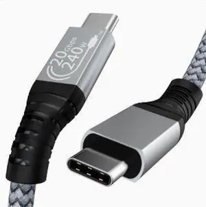 0.3M USB 3.2 Type-C to Type-C Cable, 20Gbps High Speed Data Transfer Cable, 240W PD Fast Charging Cable, Braided USB-C Cable with Zinc Alloy Housing 0.3M USB 3.2 Type-C to Type-C Cable, 20Gbps High Speed Data Transfer Cable, 240W PD Fast Charging Cable, Braided USB-C Cable with Zinc Alloy Housing