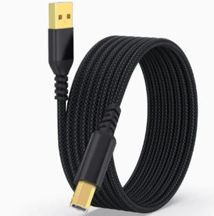 5M USB Printer Cable, USB-A to USB-B Cable, Nylon Braided Data Cable with Gold-Plated Connector for Printer, Scanner, Fax Machine and MIDI Controller Black 5M USB Printer Cable, USB-A to USB-B Cable, Nylon Braided Data Cable with Gold-Plated Connector for Printer, Scanner, Fax Machine and MIDI Controller Black