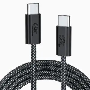 0.3M USB4 Type-C to Type-C Cable, 40Gbps High Speed Data Transfer, 240W PD Fast Charging Cable, 8K Video Output Braided USB-C Cable 0.3M USB4 Type-C to Type-C Cable, 40Gbps High Speed Data Transfer, 240W PD Fast Charging Cable, 8K Video Output Braided USB-C Cable