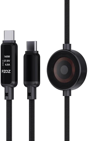 2-in-1 USB C Apple Watch Charger Cable, 140W Fast Charging Cord | 140W USB-C fast charging cable with Apple Watch charging and LED display, combining two charging needs in one cable. 2-in-1 USB C Apple Watch Charger Cable, 140W Fast Charging Cord | 140W USB-C fast charging cable with Apple Watch charging and LED display, combining two charging needs in one cable.