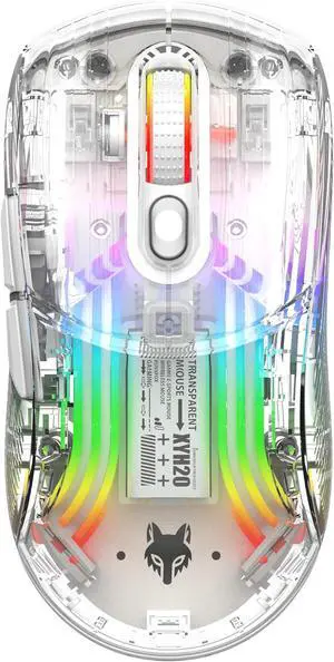 Bluetooth Wireless Mouse, Transparent RGB Mechanical Dual Mode Gaming Mouse, A Must-Have Cool USB Computer Mouse for Gaming and Esports Bluetooth Wireless Mouse, Transparent RGB Mechanical Dual Mode Gaming Mouse, A Must-Have Cool USB Computer Mouse for Gaming and Esports