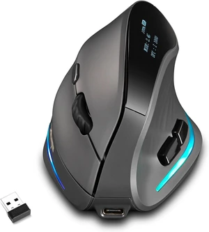 Gaming Mouse with Display, Wireless Vertical Ergonomic Mouse with Tri-Mode Connectivity, 7 Programmable RGB Buttons, 4000 DPI, Rechargeable for PC Laptop Mac Gaming Mouse with Display, Wireless Vertical Ergonomic Mouse with Tri-Mode Connectivity, 7 Programmable RGB Buttons, 4000 DPI, Rechargeable for PC Laptop Mac