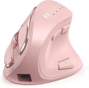 Vertical Mouse, Wireless Ergonomic Optical Mouse (BT 5.0 + Bluetooth 3.0 + USB Connection) with 9 Buttons, Rechargeable Computer Mouse for Wins PC/Laptop, Mac (Pink) Vertical Mouse, Wireless Ergonomic Optical Mouse (BT 5.0 + Bluetooth 3.0 + USB Connection) with 9 Buttons, Rechargeable Computer Mouse for Wins PC/Laptop, Mac (Pink)