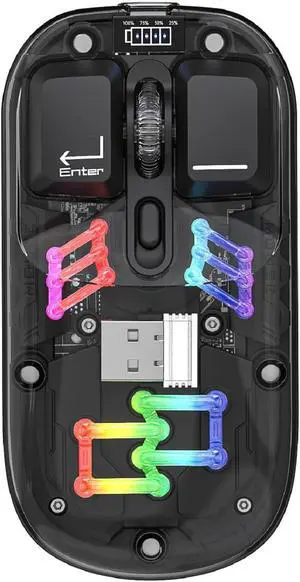 Wireless Bluetooth Mouse, Transparent BT + 2.4G Dual-Mode Mechanical Mouse with Magnetic Top Cover, Rechargeable RGB Backlit Gaming Mouse for Gaming/Esports/Desktop/Laptops/Tablets (Black) Wireless Bluetooth Mouse, Transparent BT + 2.4G Dual-Mode Mechanical Mouse with Magnetic Top Cover, Rechargeable RGB Backlit Gaming Mouse for Gaming/Esports/Desktop/Laptops/Tablets (Black)