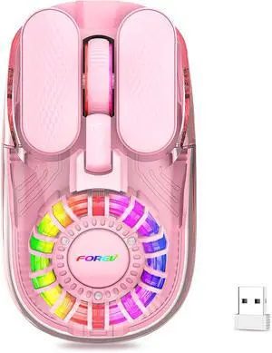 Wireless Bluetooth Mouse, Transparent BT+2.4G Dual-Mode Gaming Mouse with Magnetic Top Cover, Rechargeable RGB Backlit Computer Mouse for Laptop, PC, MacBook, iPad (Pink) Wireless Bluetooth Mouse, Transparent BT+2.4G Dual-Mode Gaming Mouse with Magnetic Top Cover, Rechargeable RGB Backlit Computer Mouse for Laptop, PC, MacBook, iPad (Pink)
