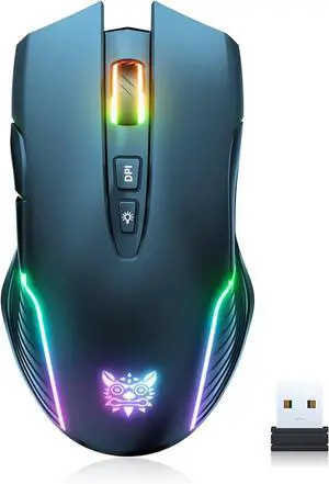 Wireless Gaming Mouse 57g Ultra Lightweight, 200Hrs Battery, 2.4G/USB-C Dual Mode, PAW3212 Sensor, 5 DPI Settings, RGB Lighting, 7 Buttons for PC/Mac/Laptop (Black) Wireless Gaming Mouse 57g Ultra Lightweight, 200Hrs Battery, 2.4G/USB-C Dual Mode, PAW3212 Sensor, 5 DPI Settings, RGB Lighting, 7 Buttons for PC/Mac/Laptop (Black)