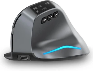 Bluetooth Wireless Mouse with Display,Rechargeable,3200DPI,BT 5.0/3.0 & 2.4G,7 Buttons,LED,USB Optical Ergonomic Vertical Mouse für Laptop,PC,Tablets,Black Bluetooth Wireless Mouse with Display,Rechargeable,3200DPI,BT 5.0/3.0 & 2.4G,7 Buttons,LED,USB Optical Ergonomic Vertical Mouse für Laptop,PC,Tablets,Black