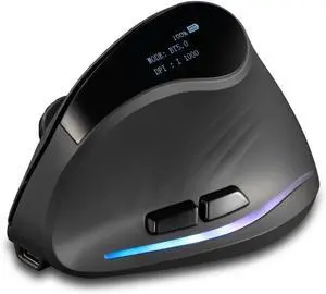 Wireless Mouse with Display,Portable Bluetooth,4000DPI,2-in-1(BT 5.0/3.0+2.4Ghz),Rechargeable,3 Device Connection,6 Buttons Vertical Ergonomic Mouse for PC,Laptop,Tablets Wireless Mouse with Display,Portable Bluetooth,4000DPI,2-in-1(BT 5.0/3.0+2.4Ghz),Rechargeable,3 Device Connection,6 Buttons Vertical Ergonomic Mouse for PC,Laptop,Tablets
