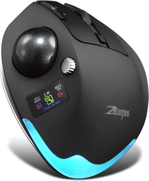 Wireless Trackball Mouse with Display,Ergonomic Bluetooth Mouse,Rechargeable,4800 DPI, 3-in-1(BT +2.4GHz USB Receiver+Type-C), 8 Programmable Buttons,LED Lighting,for Laptop, PC, Pad,Black Wireless Trackball Mouse with Display,Ergonomic Bluetooth Mouse,Rechargeable,4800 DPI, 3-in-1(BT +2.4GHz USB Receiver+Type-C), 8 Programmable Buttons,LED Lighting,for Laptop, PC, Pad,Black