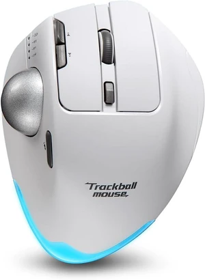 Wireless Trackball Mouse,Bluetooth Mouse,Rechargeable,4800 DPI, 2-in-1(BT 5.0/3.0+2.4GHz USB Receiver), 8 Buttons,Ergonomic Design,LED Lighting,for Laptop, PC, Pad,White Wireless Trackball Mouse,Bluetooth Mouse,Rechargeable,4800 DPI, 2-in-1(BT 5.0/3.0+2.4GHz USB Receiver), 8 Buttons,Ergonomic Design,LED Lighting,for Laptop, PC, Pad,White