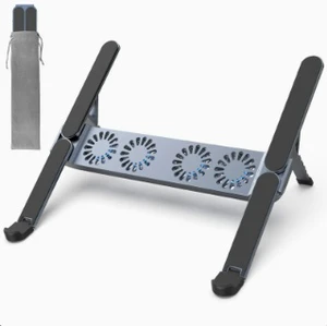 Aluminum Alloy Adjustable Laptop Stand with Cooling Fan, Foldable Height-Adjustable Notebook & Tablet Stand, 2500 RPM Cooling Fan, Compatible with 11-15.6 Inch Devices Aluminum Alloy Adjustable Laptop Stand with Cooling Fan, Foldable Height-Adjustable Notebook & Tablet Stand, 2500 RPM Cooling Fan, Compatible with 11-15.6 Inch Devices