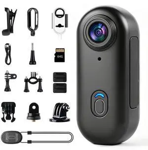 Mini Wearable Body Camera - 1080P Action Camera 64G POV Portable Body Cam Waterproof Suitable for Travel Bike Cycling Swimming Hiking diving Adventure Pet Vlogging(Black) Mini Wearable Body Camera - 1080P Action Camera 64G POV Portable Body Cam Waterproof Suitable for Travel Bike Cycling Swimming Hiking diving Adventure Pet Vlogging(Black)