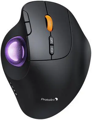 Wireless Bluetooth Trackball Mouse, EM02 Two Adjustable Angle Ergonomic Rechargeable Computer Ball Mouse, 3 Device Connection, Thumb Control and Smooth Tracking for Laptop, PC, Mac-Purple Wireless Bluetooth Trackball Mouse, EM02 Two Adjustable Angle Ergonomic Rechargeable Computer Ball Mouse, 3 Device Connection, Thumb Control and Smooth Tracking for Laptop, PC, Mac-Purple