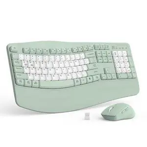 Wireless Keyboard and Mouse Combo,2.4G Full Size Wave Keys Ergonomic Keyboard with Wrist Rest for Natural Typing, 3 DPI Adjustable Ergonomic Mouse for Computer/Laptop/Windows/Mac (Avocado Green-B) Wireless Keyboard and Mouse Combo,2.4G Full Size Wave Keys Ergonomic Keyboard with Wrist Rest for Natural Typing, 3 DPI Adjustable Ergonomic Mouse for Computer/Laptop/Windows/Mac (Avocado Green-B)